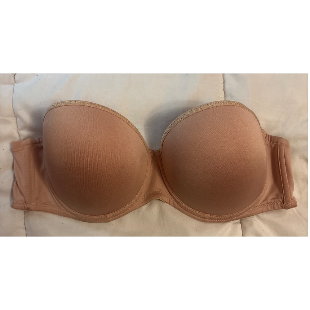Paramour Strapless Nude Beige Underwire‎ Padded Bra, Size 38C